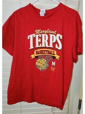 University Of Maryland TERPS BASKETBALL Promo Large Mens Red green turtle